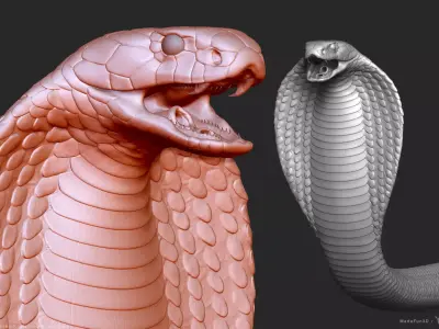 King Cobra Snake - Highpoly Sculpture 3D model