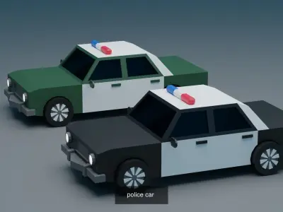 lowpoly Service cars  3D Model Pack