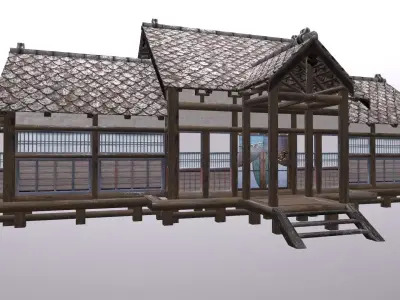 Traditional Japan Okiya House Low-poly 3D model