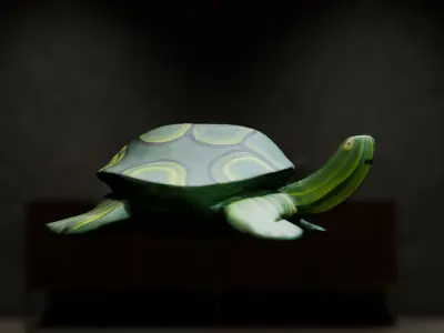Wooden Turtle Sculpture 3D model