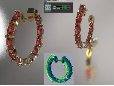 Infinity Hoop Earrings with Oval Ruby je0159 3D print model