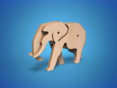 Wooden Animal Toy  Elephant 3D model