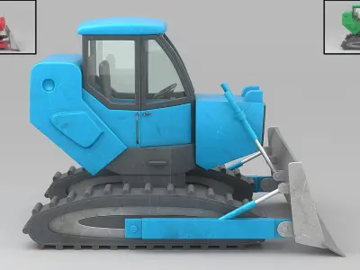 Cartoon Bulldozer Low-poly 3D model