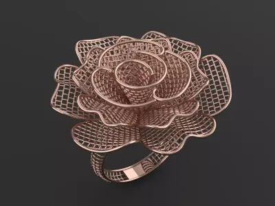 gold fusion flower ring 3D print model 3D print model