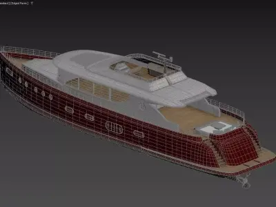 Luxury Motor Yacht Red and White with Flybridge 3D model