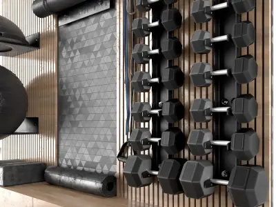 Home Gym Yoga Fitness Decoration Set 051 3D model