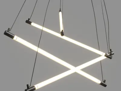set pendant light - line light -hanging light 3D Model Pack