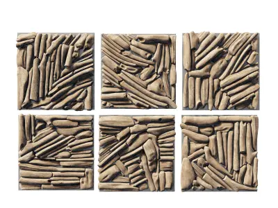 Rectangle  panel branch splinter Big n3 3D model