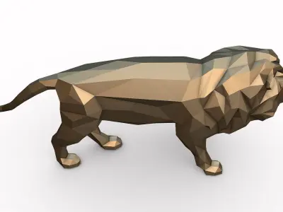 lion low poly golden 3D print model