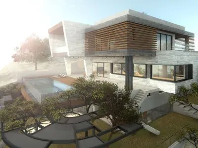 VAL18 modern house on side of hill 3D model