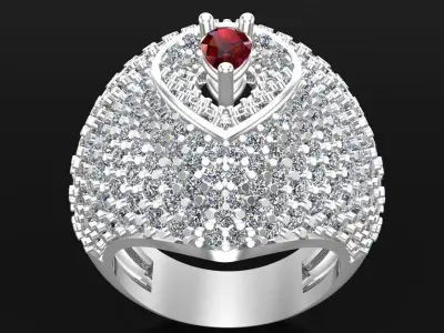 Cocktail Pear Cut Diamonds Ring                         3D print model
