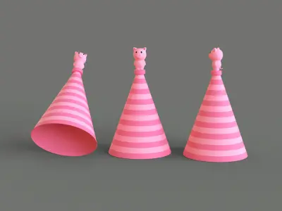 Birthday Hat - Colorful Party Decoration Prop 03 Low-poly 3D model