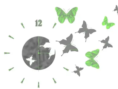 wall clock with butterfly  Free 3D model