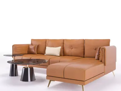 L-Shaped Corner Sofa Set Low-poly 3D model