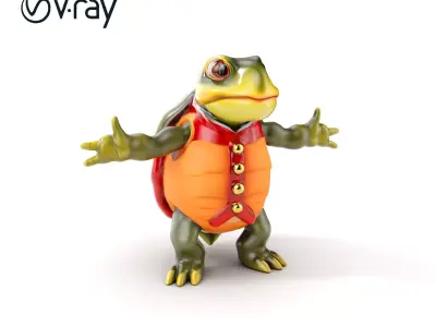 Gentleman Turtle Character Model  Fully Rigged and Animated Low-poly 3D model