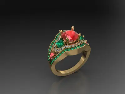 Ruby emerald luxury ring 3D print model