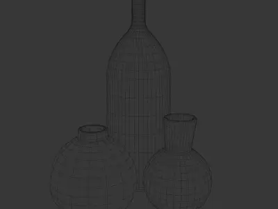 Ceramic Vase Set of 3 Low-poly 3D model