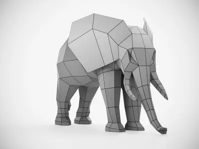 Low Poly Elephant with tusks Low-poly 3D model purchase