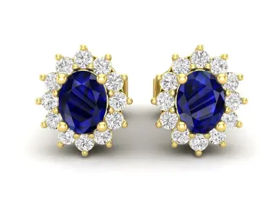 AV 678 Diamond Ladies Flower Shape Cluster Earrings 3D print model