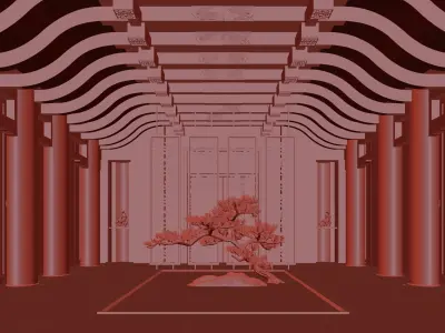 Chinese hotel lobby 3D model