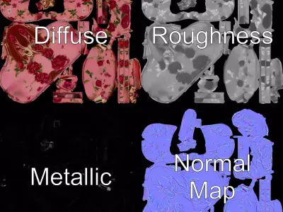 Floral Pink Saddle model pack Low-poly 3D model