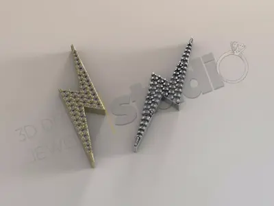 High luxury thunder with gems pendant in 3d model 3D print model