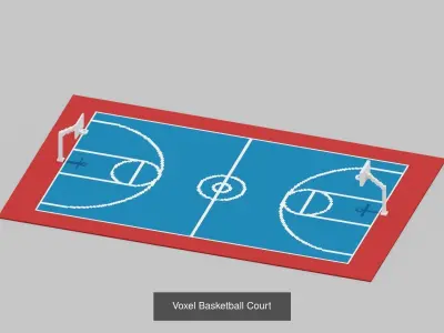 Voxel Sport Courts 3D Model Pack