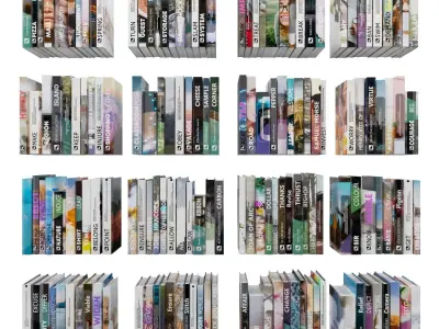 Books 150 pieces 1-8-2 Low-poly 3D model