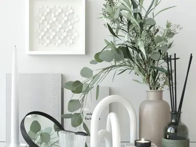 Decorative set with eucalyptus 3D model