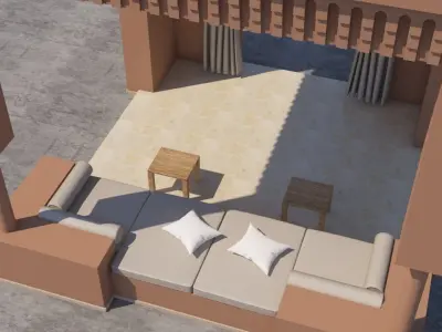 Traditional Moroccan Terrace Marrakech City 3D model