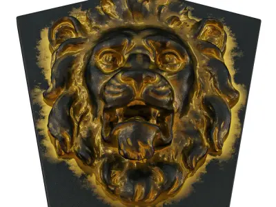 Lion Head Bas-relief 3D model