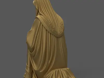 smiling St Virgin Mary Kneeling for Nativity STL File 3D print model