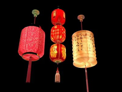 Chinese red  lantern  3D model
