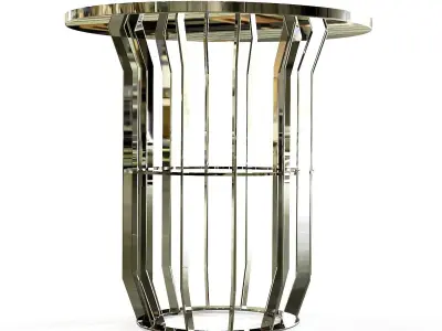 Round side table Portoro marble top 3D model