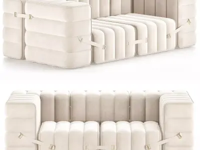 Curt Set 5 e g Flexible 2 seater with armrests Barcelona Low-poly 3D model