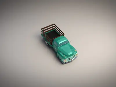 Low-Poly Vintage Pickup Truck Low-poly 3D model