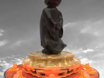 Chinese display stand with monk kid  3D model