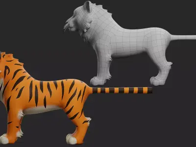 Stylized Tiger Low-poly 3D model