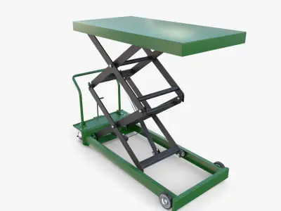 Scissor Lift Table Green Low-poly 3D model