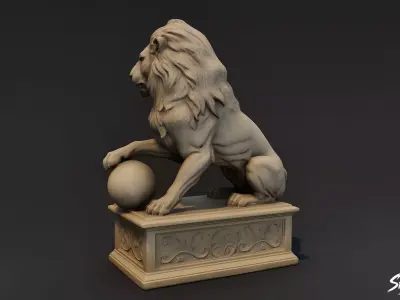 Lion Statue V3 Low-poly 3D model