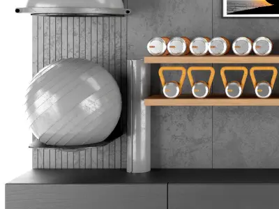 Home Gym Yoga Fitness Decoration Set 59 3D model
