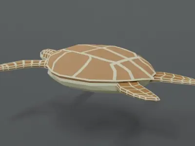 Low Poly Cartoon Loggerhead Sea Turtle Low-poly 3D model