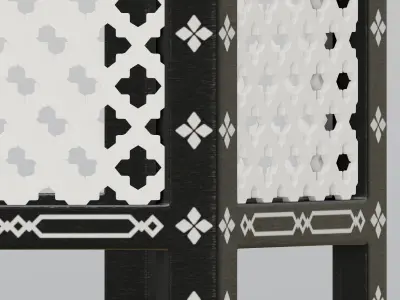 Hexagonal ornate Moroccan table 03 3D model