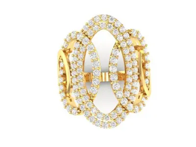 Elegant Wave Diamond Ring for Women 100 3D print model