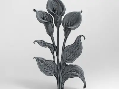white calla lily with green leaves cnc  3D print model