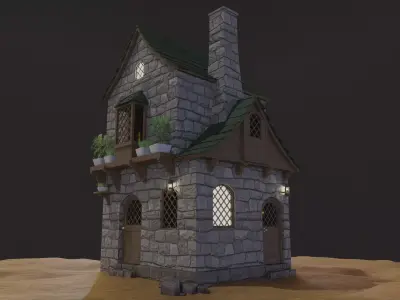 Stone House Free low-poly 3D model