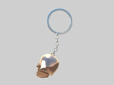 skull keychain copper 3D model
