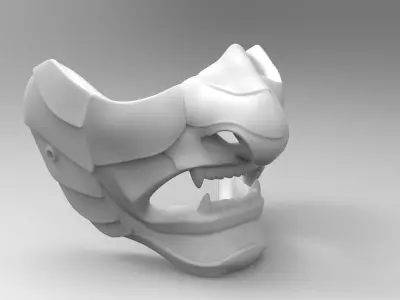 Samurai oni demon mask v2  3D print model 3D print model