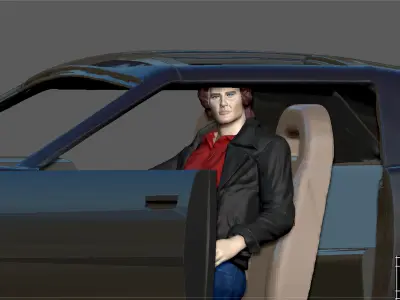 KITT MICHAEL KNIGHT KNIGHT SITTING POSE RIDER CAR MINIATURE 3D print model