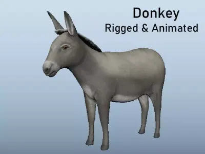 Donkey Animated Low-poly 3D model